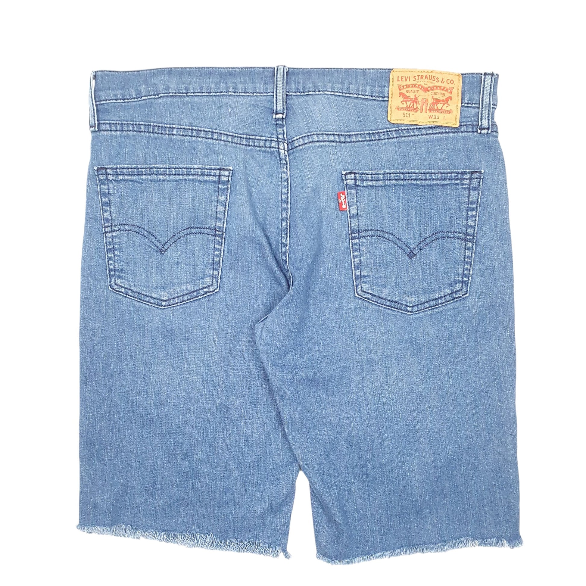 Mens Blue Levis 511 Slim Stretch Cut Offs Denim Shorts