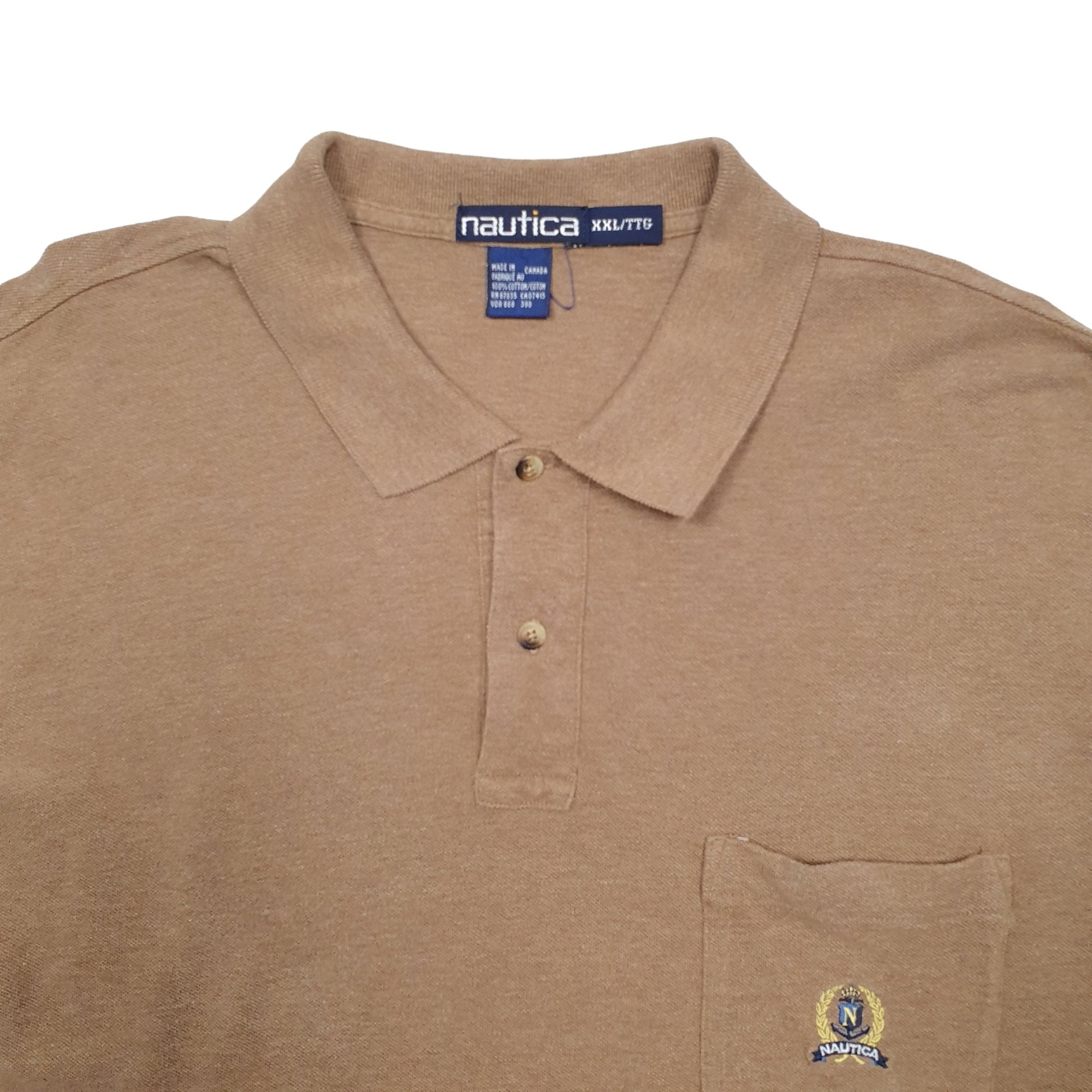 Mens Brown Nautica  Long Sleeve Polo Shirt