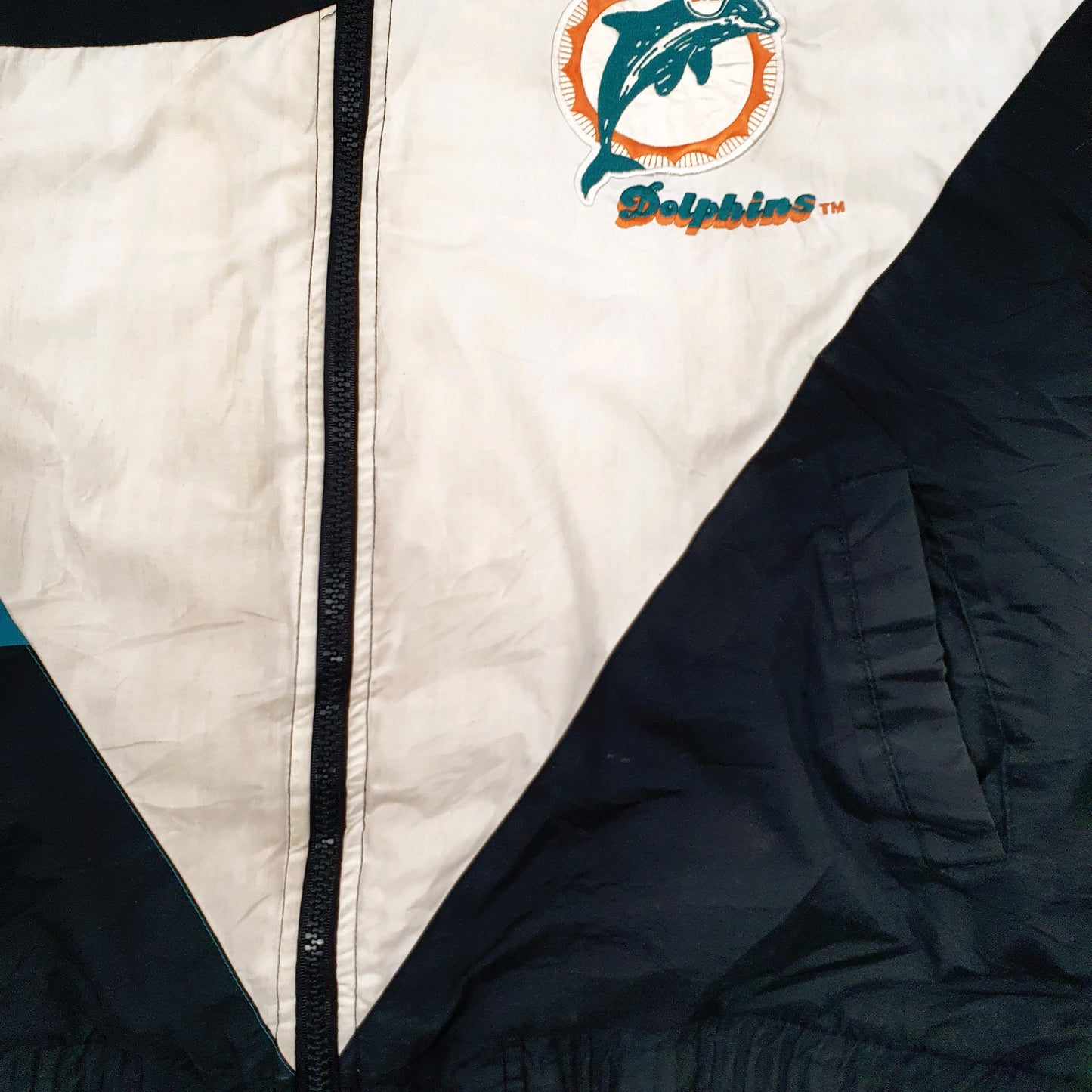Mens Black Pro Player NFL Miami Dolphins Vintage 90s  Coat