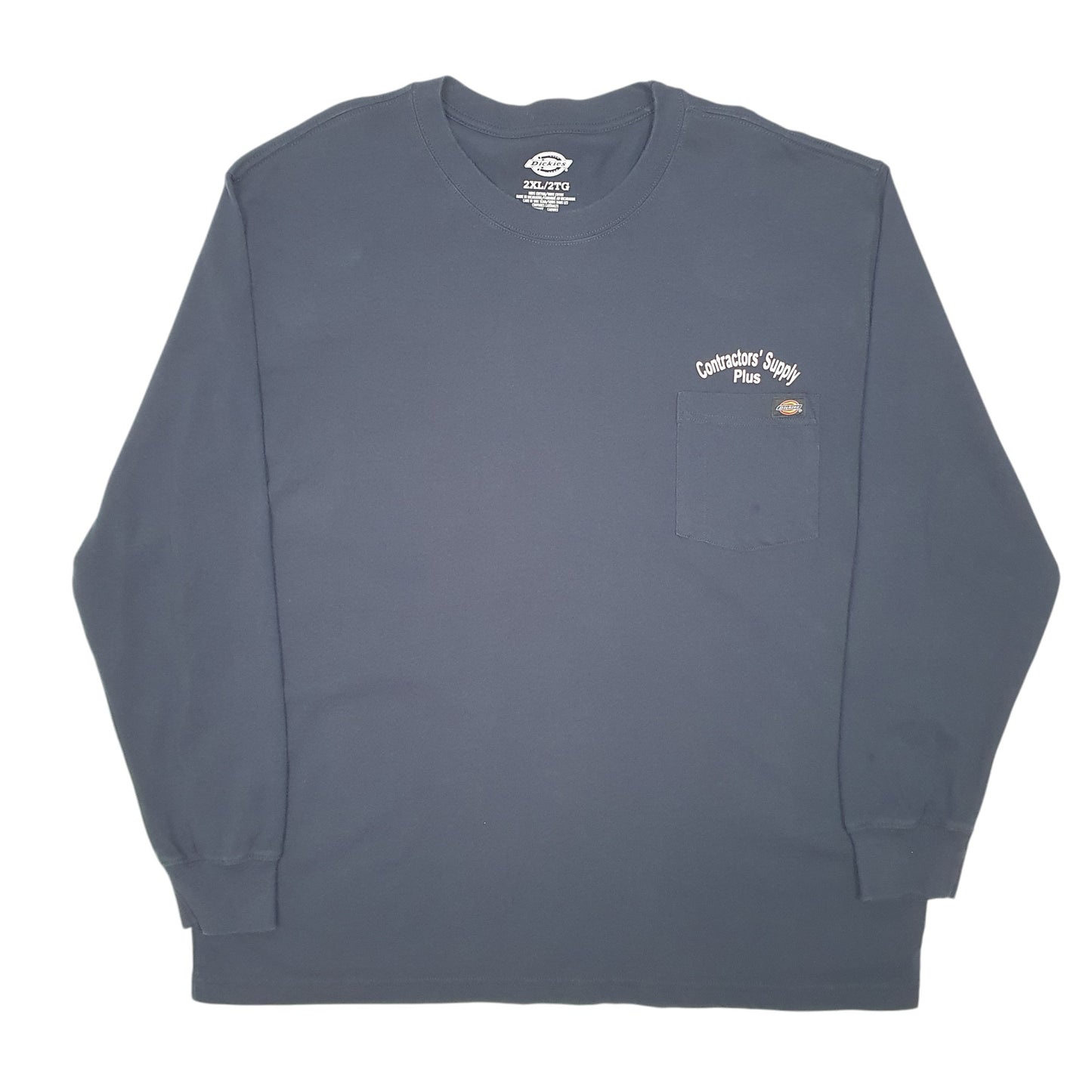 Mens Navy Dickies Pocket Contractors Supply Co Long Sleeve T Shirt