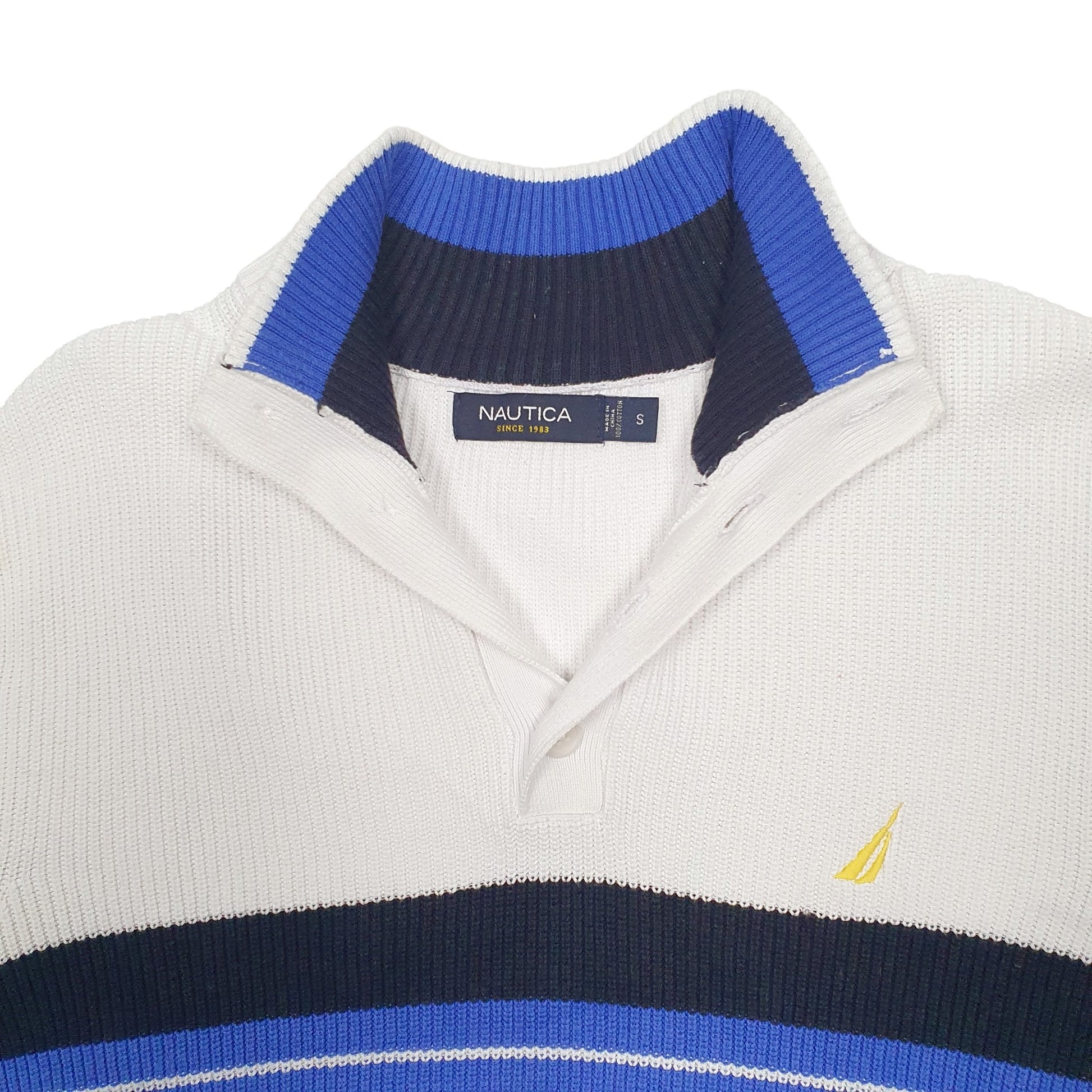 Mens Blue Nautica Knit Quarter Zip Jumper