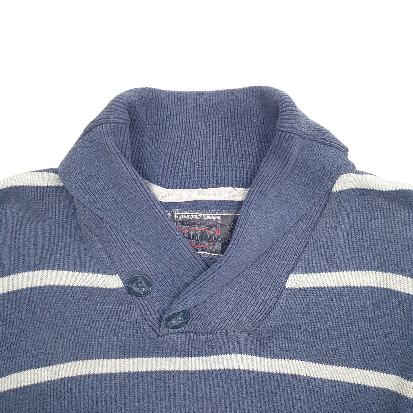 Mens Blue Vintage Co Stripes Crewneck Jumper