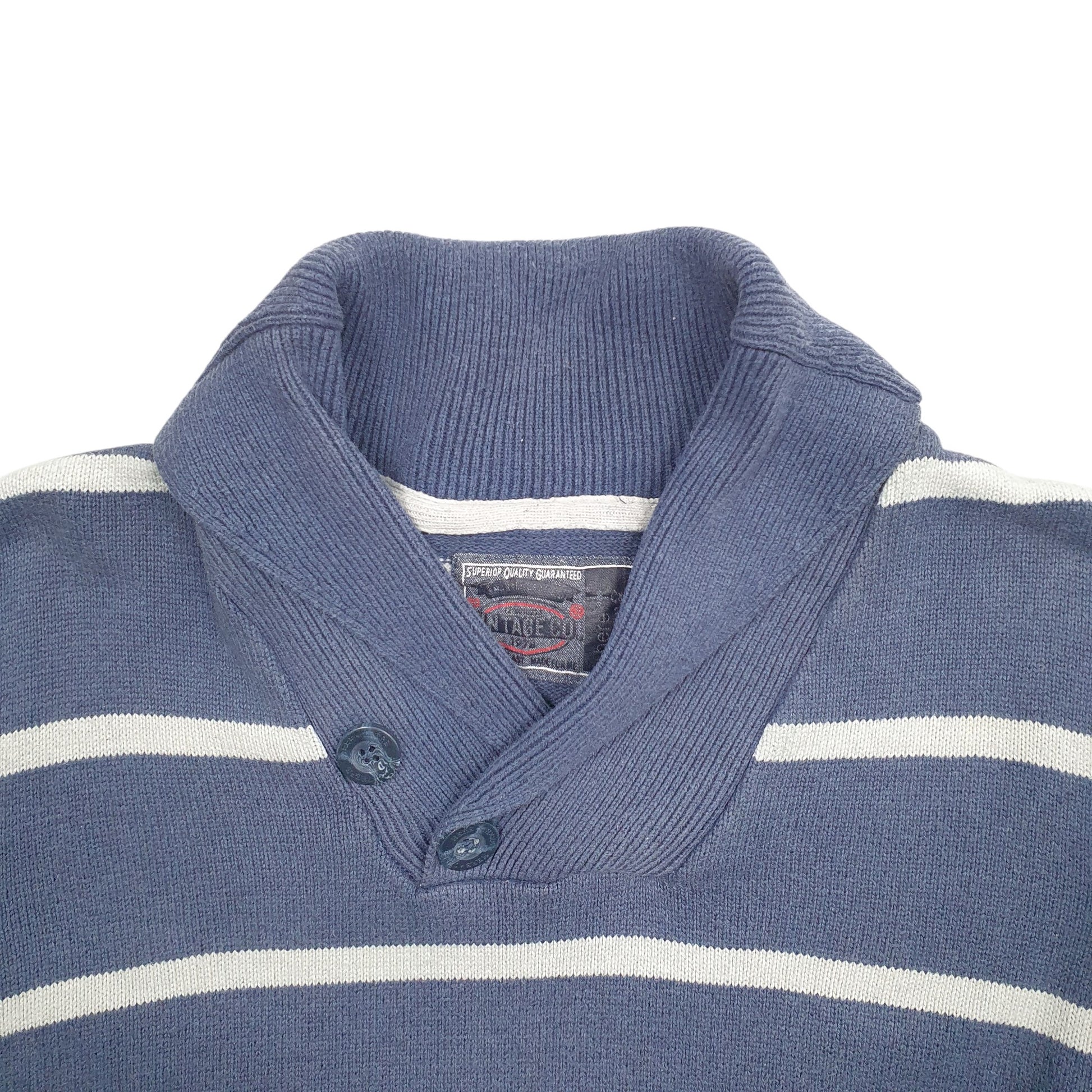 Mens Blue Vintage Co Stripes Crewneck Jumper
