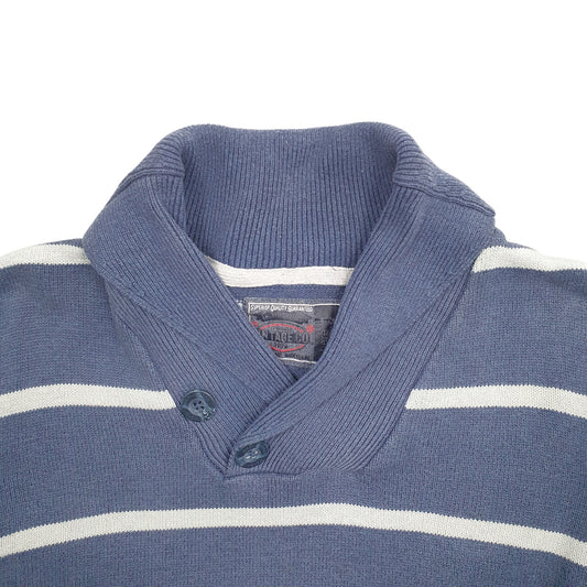 Mens Blue Vintage Co Stripes Crewneck Jumper