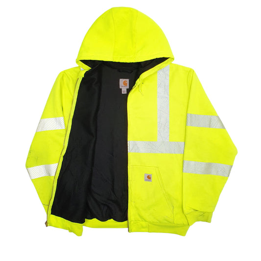 Mens Yellow Carhartt Hi Vis Reflective Safety Jacket Full Zip Jumper