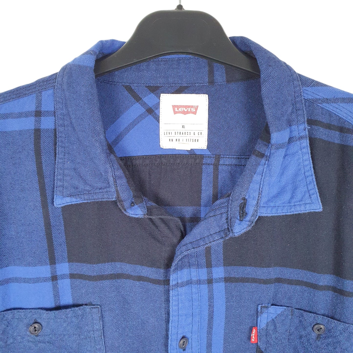 Mens Blue Levis Flannel Grunge Overshirt Shacket Long Sleeve Shirt