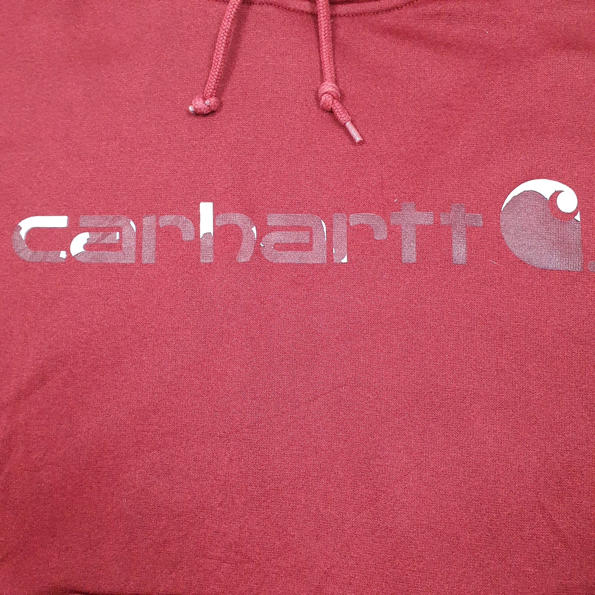 Mens Burgundy Carhartt Active Workwear Spellout Hoodie Jumper