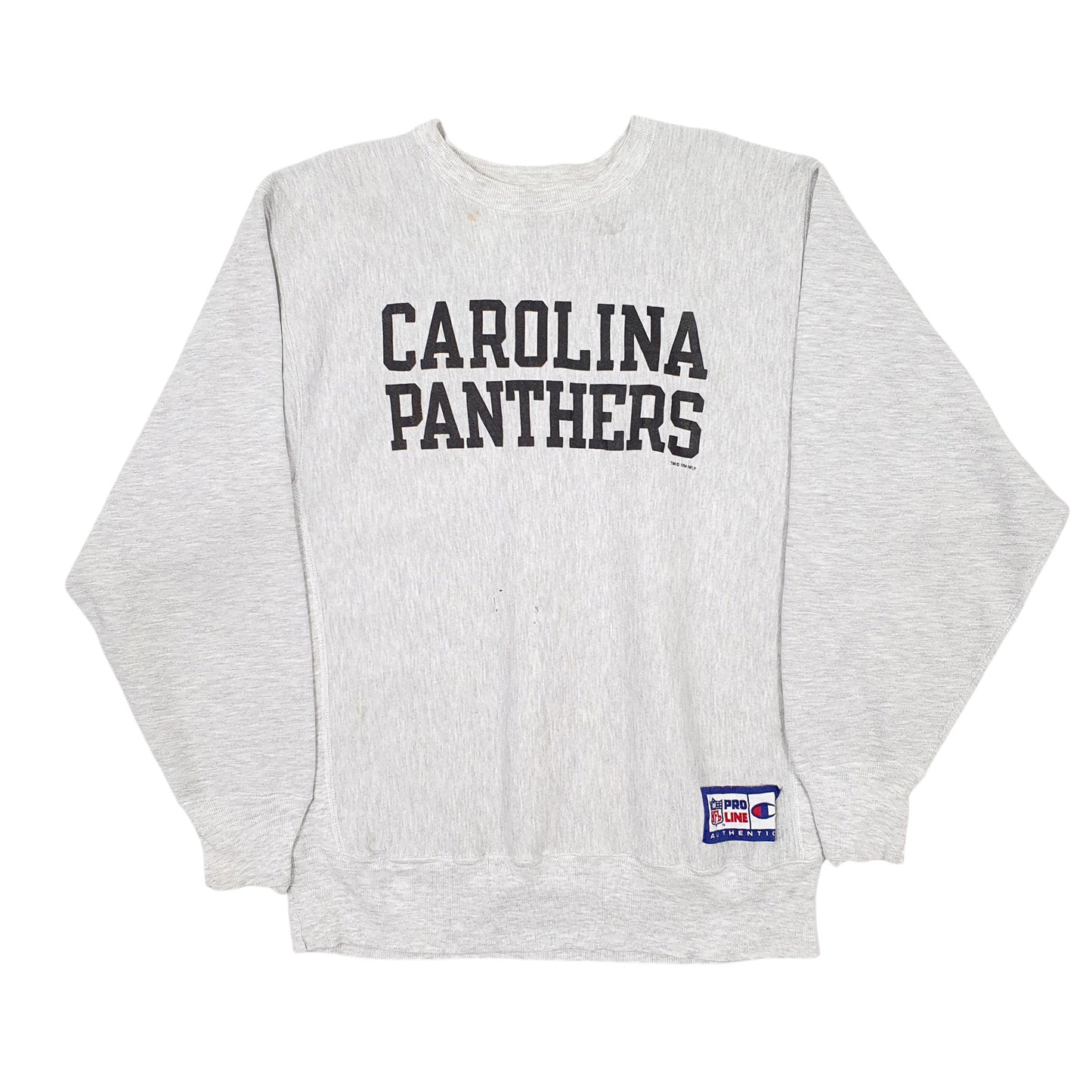 Mens Grey Champion NFL Pro Line Carolina Panthers Vintage 1994 90s Crewneck Jumper