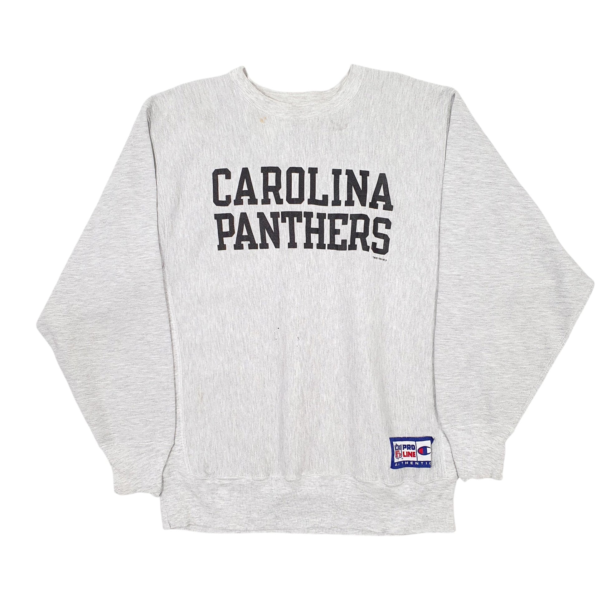Mens Grey Champion NFL Pro Line Carolina Panthers Vintage 1994 90s Crewneck Jumper