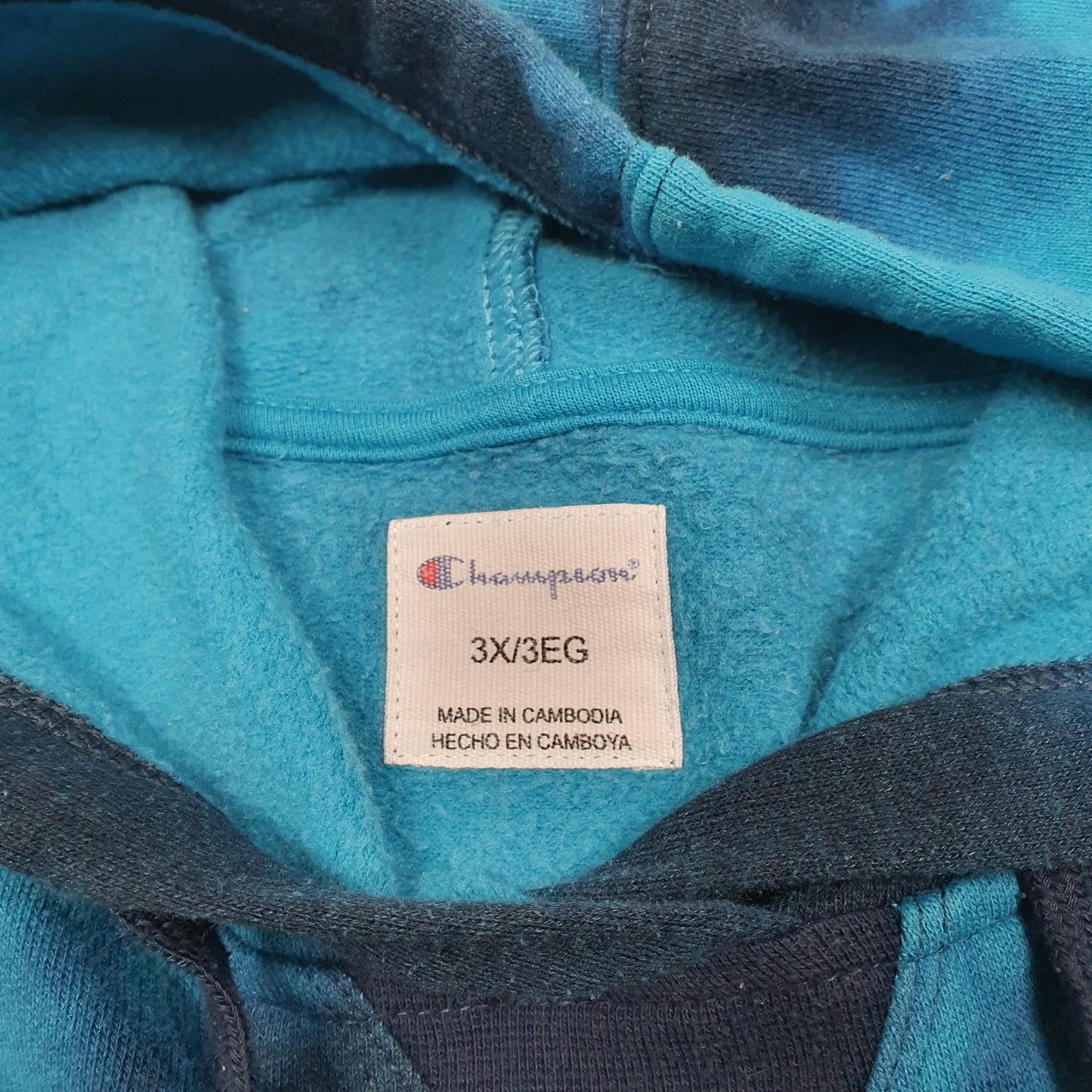 Womens Blue Champion Tie Dye Hoodie Jumper