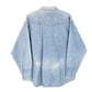 Mens Blue Wrangler Denim Jeans Vintage Pearl Snap Cowboy Western Long Sleeve Shirt