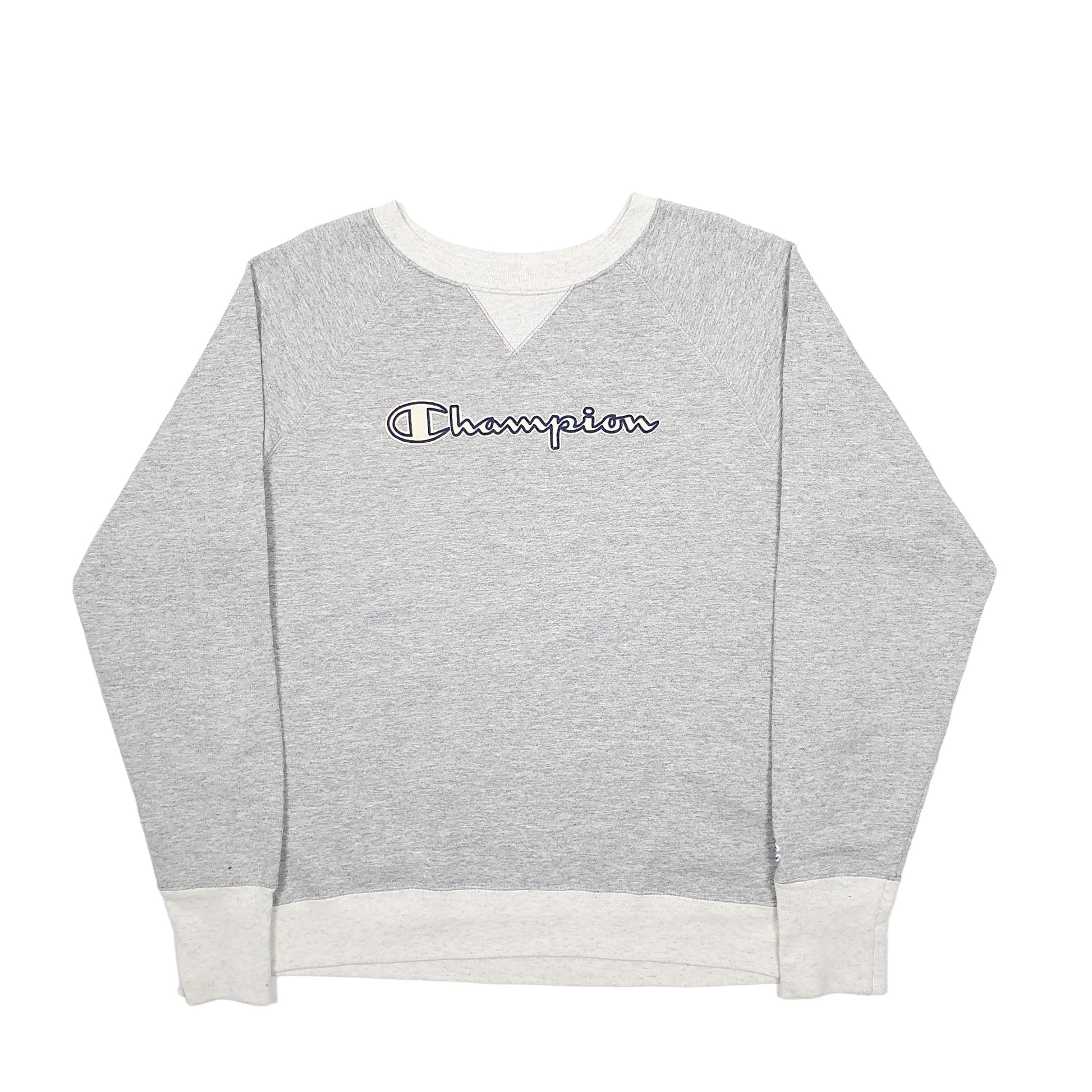 Womens Grey Champion Spellout Crewneck Jumper