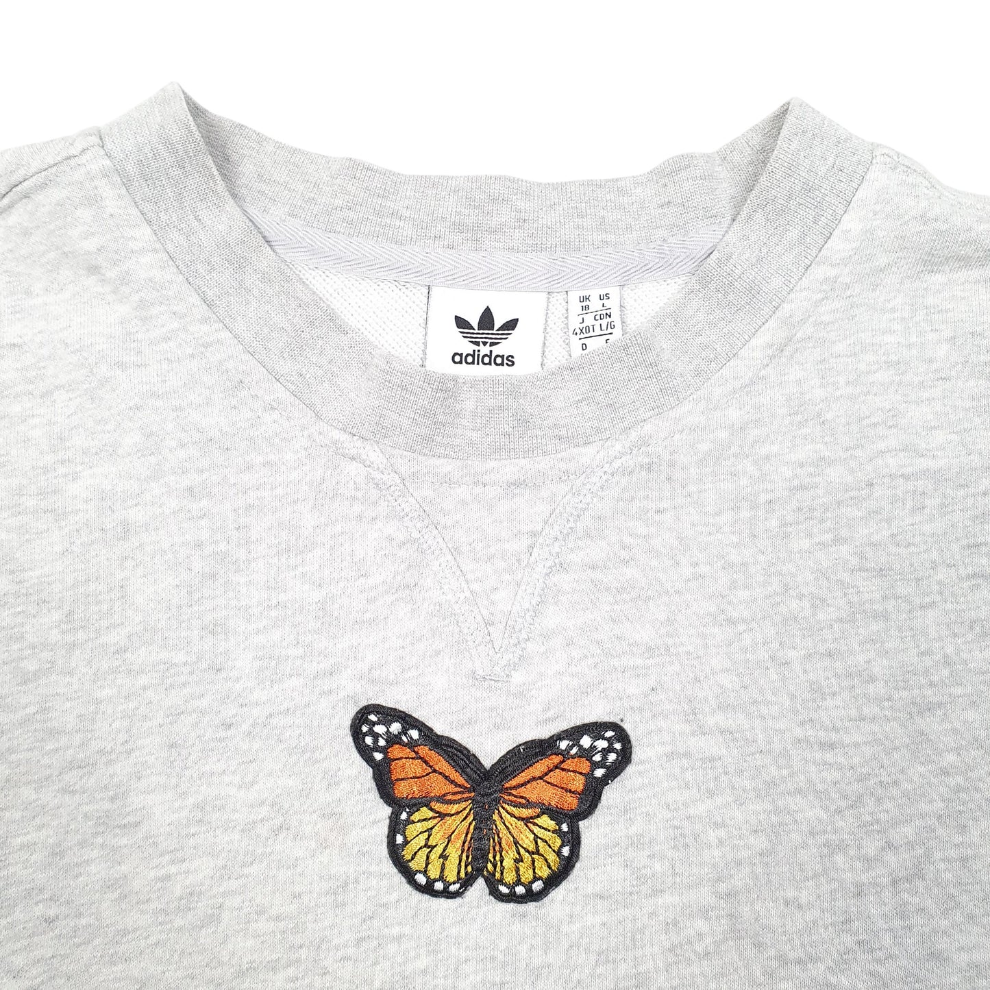 Womens Grey Adidas Butterfly Crewneck Jumper