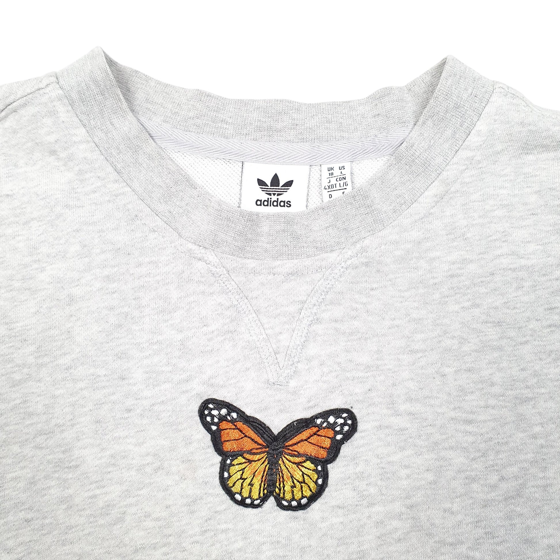Womens Grey Adidas Butterfly Crewneck Jumper