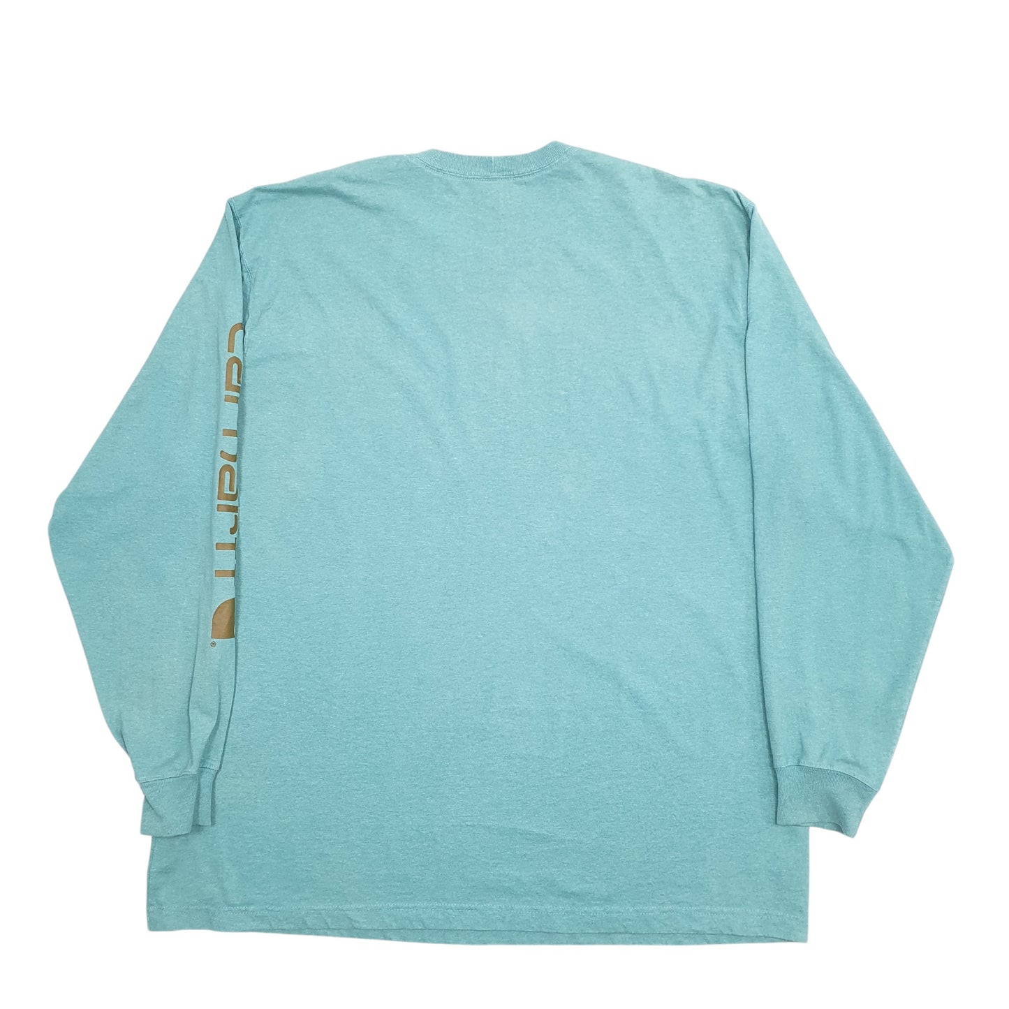 Mens Green Carhartt Spellout Long Sleeve T Shirt