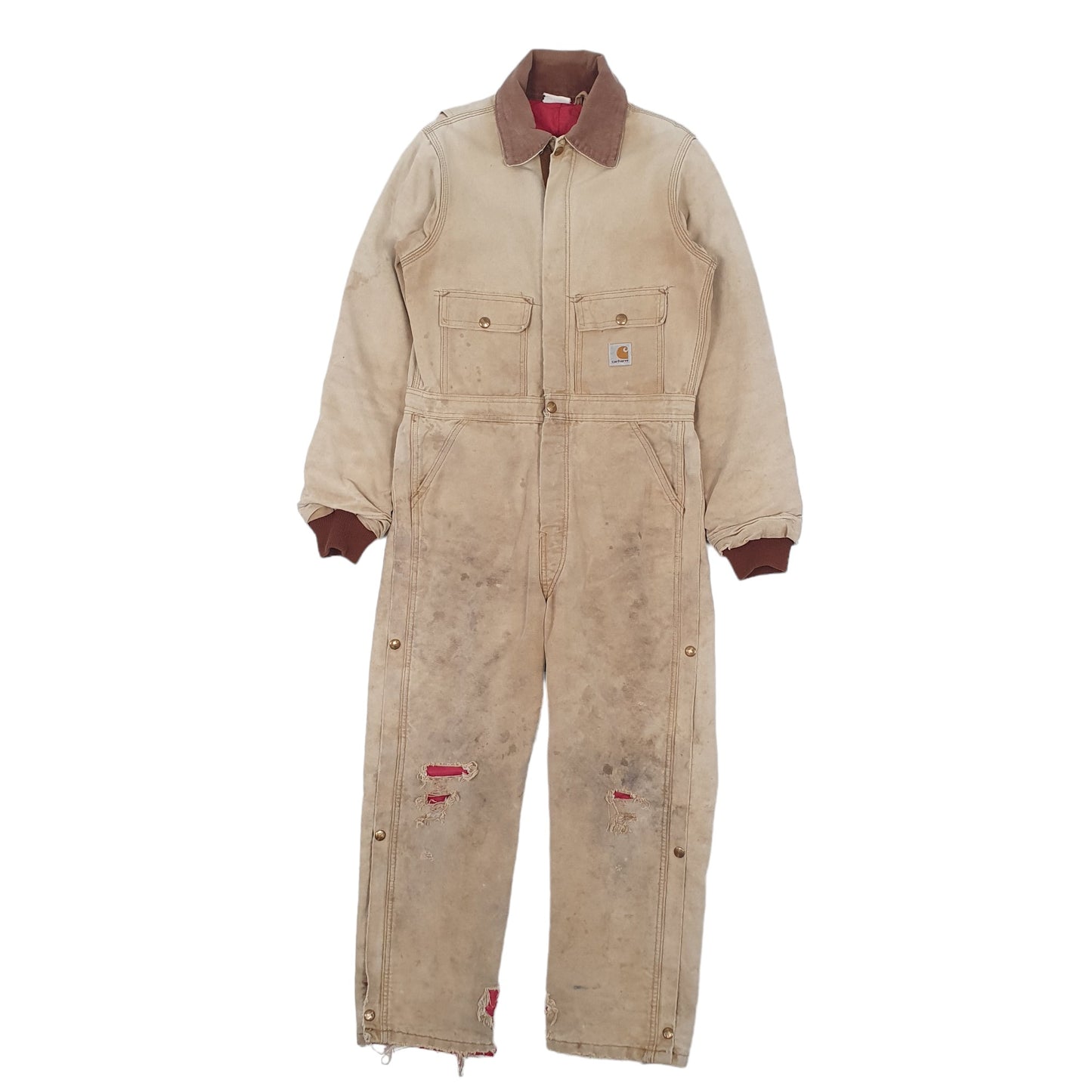 Mens Beige Carhartt Vintage 1990s USA Union Made Overalls Coveralls  Coat