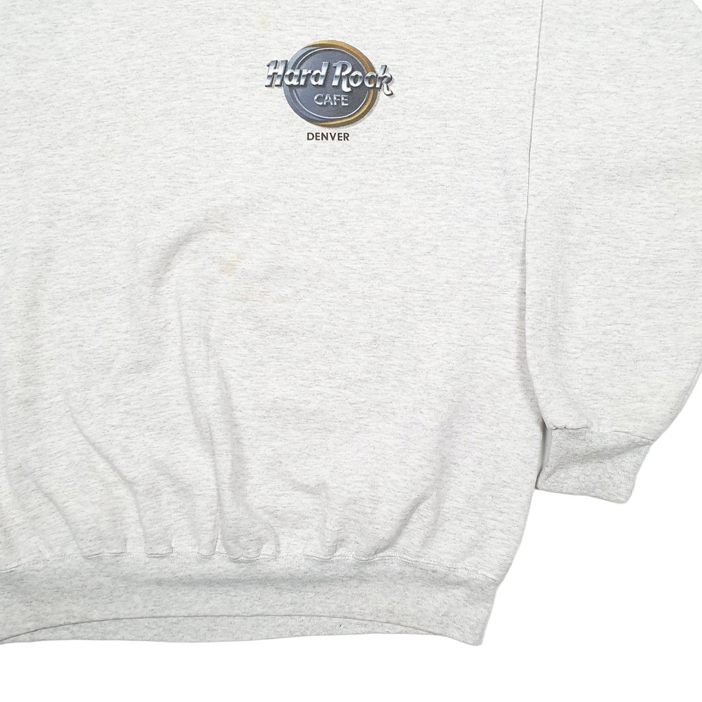 Mens Grey Hard Rock Cafe Spellout Denver Crewneck Jumper