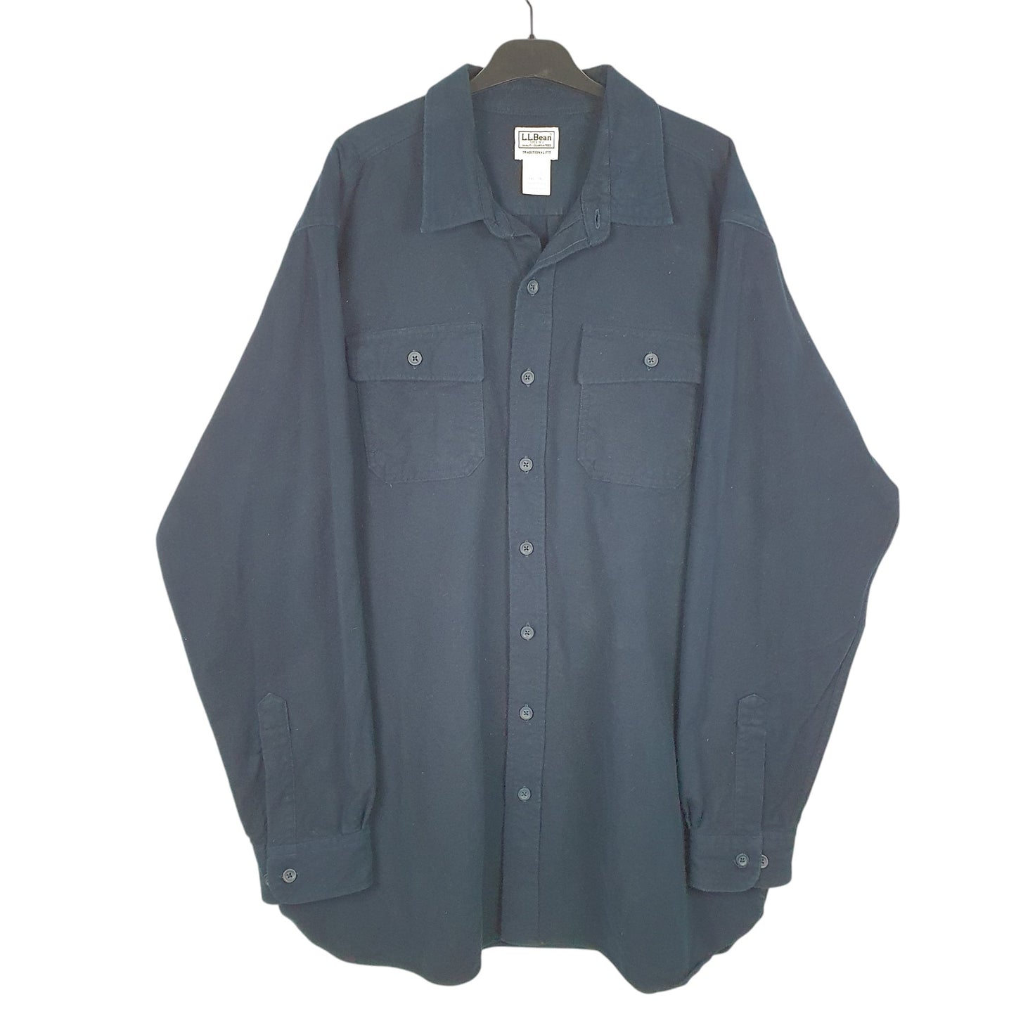Mens Navy L.L.Bean Tall Chamois Overshirt Shacket Long Sleeve Shirt