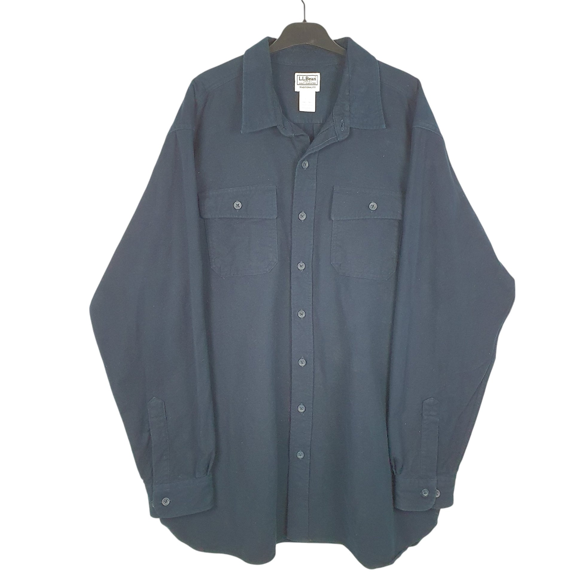 Mens Navy L.L.Bean Tall Chamois Overshirt Shacket Long Sleeve Shirt