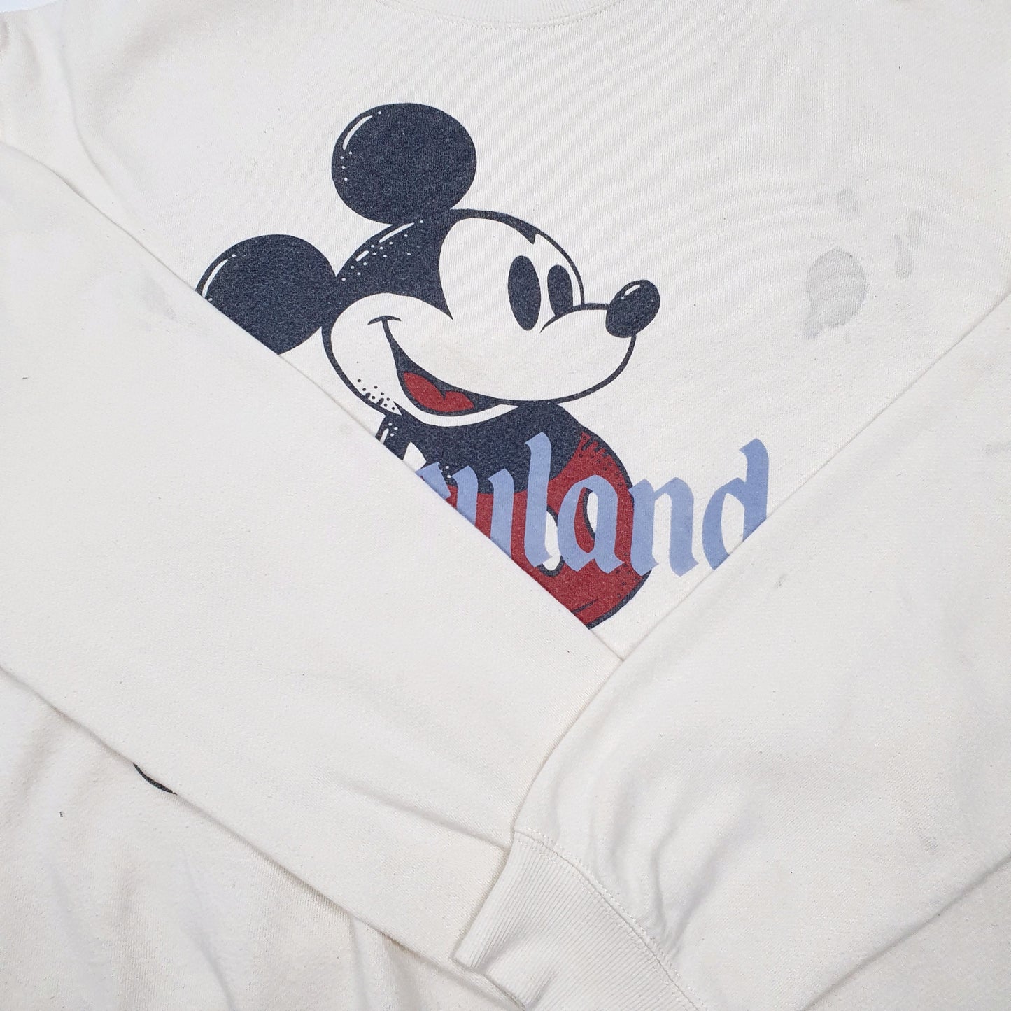 Mens Cream Disney Disneyland Mickey Mouse Spellout Crewneck Jumper