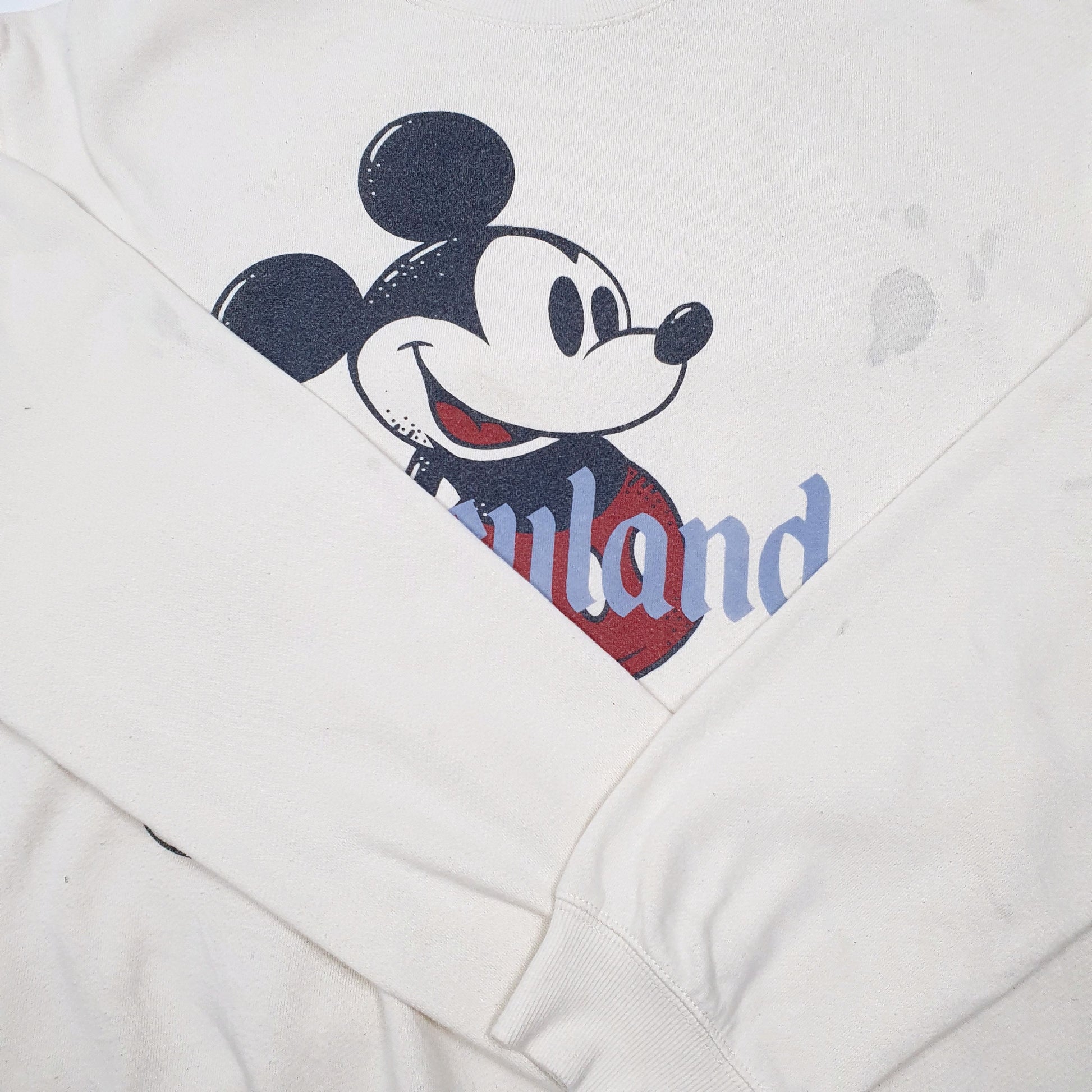 Mens Cream Disney Disneyland Mickey Mouse Spellout Crewneck Jumper
