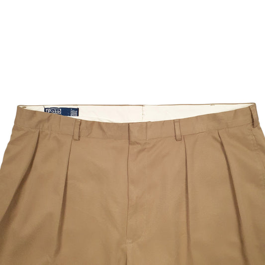 Mens Beige Polo Ralph Lauren Double Pleated Chino Trousers