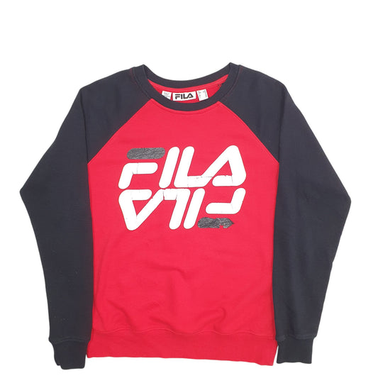 Womens Red Fila Spellout Crewneck Jumper