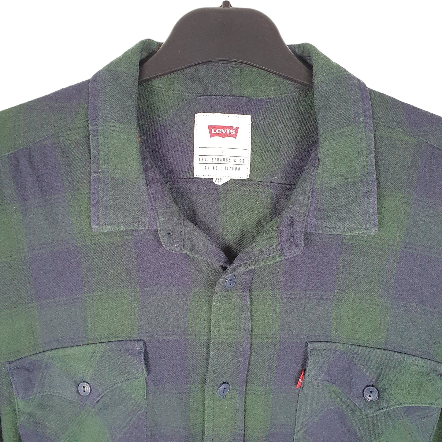 Mens Green Levis Flannel Lumberjack Long Sleeve Shirt
