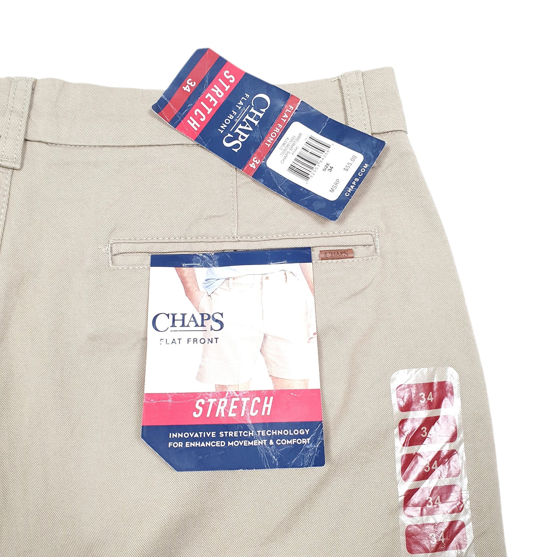 Mens Beige Chaps Flat Front Stretch Chino Shorts