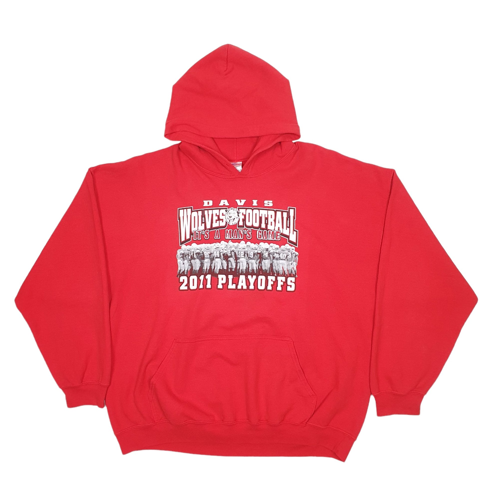 Mens Red Gildan Davis Wolves Football Playoffs 2011 Hoodie Jumper