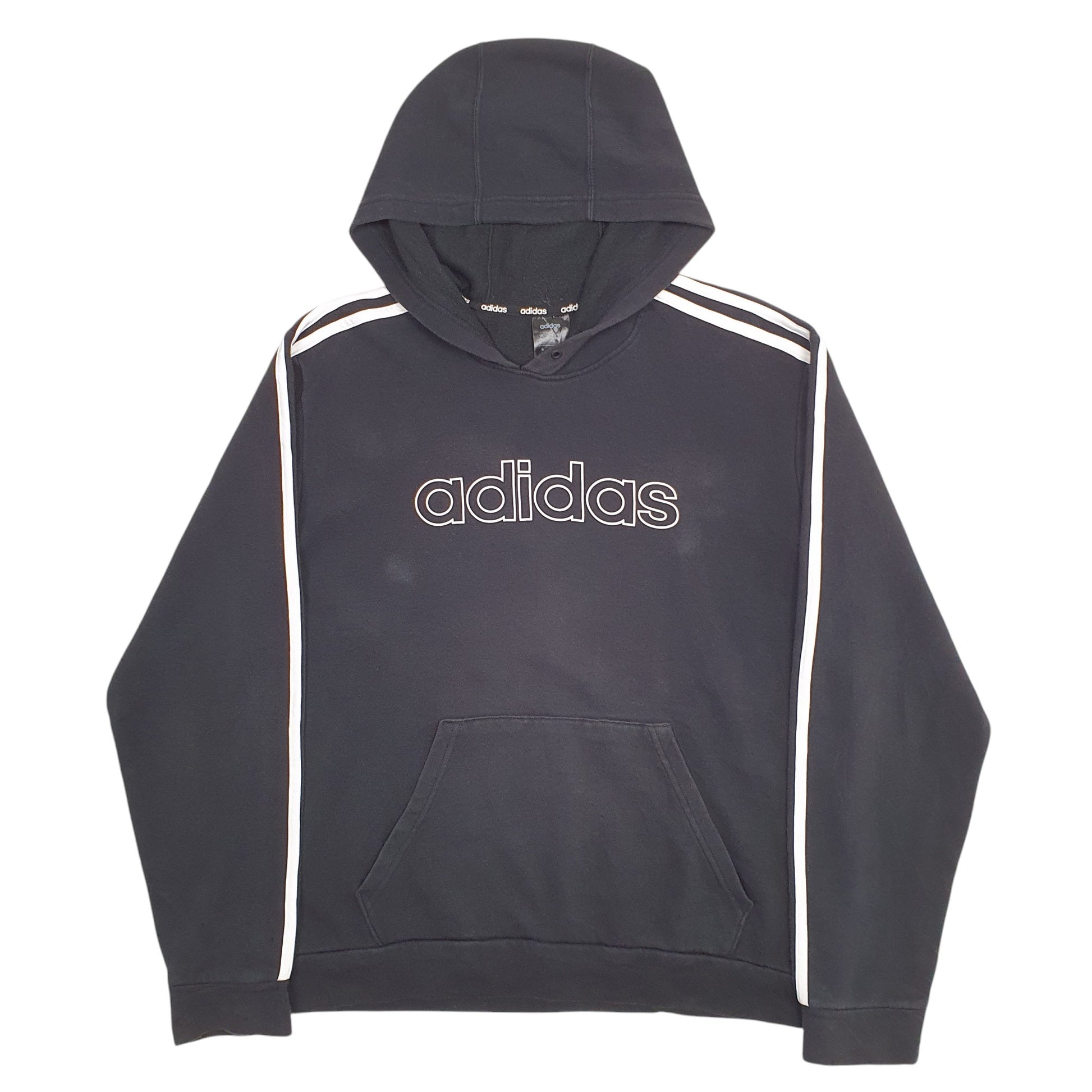 Mens Black Adidas Spellout Hoodie Jumper