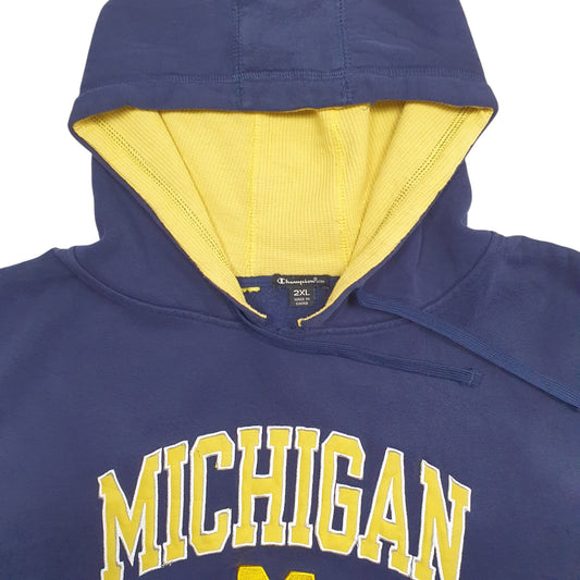 Mens Blue Champion Michigan Spellout Hoodie Jumper