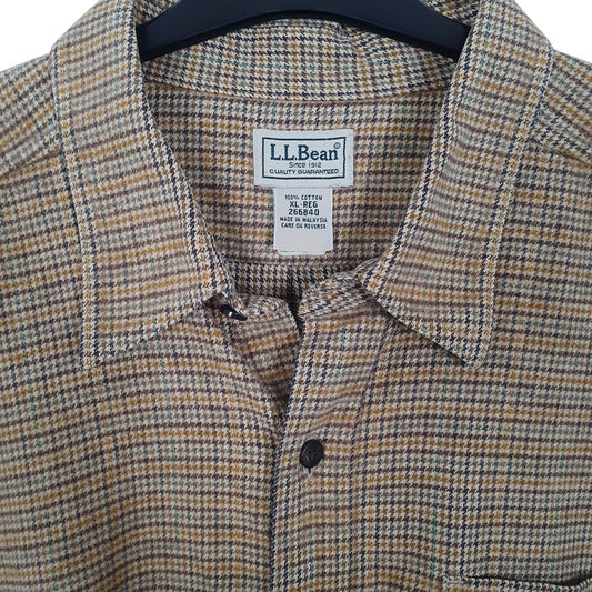 Mens Brown L.L.Bean Houndstooth Overshirt Long Sleeve Shirt