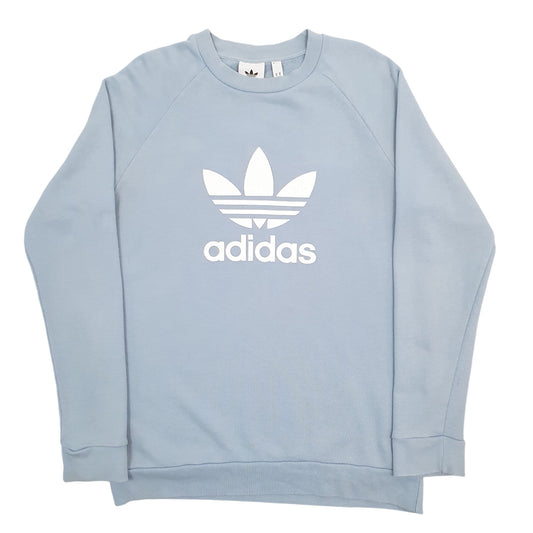 Mens Blue Adidas Spellout Crewneck Jumper