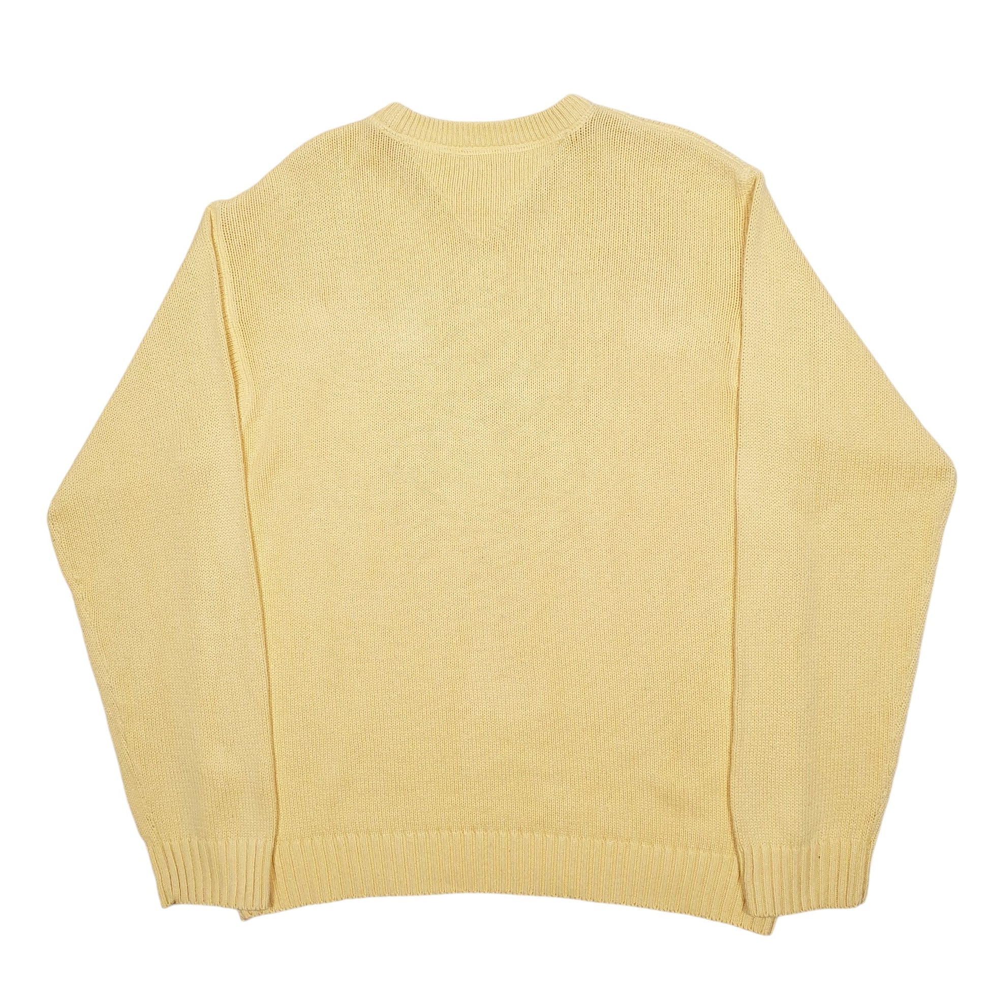 Mens Yellow Tommy Hilfiger Knit Crest 2000's Vintage Crewneck Jumper