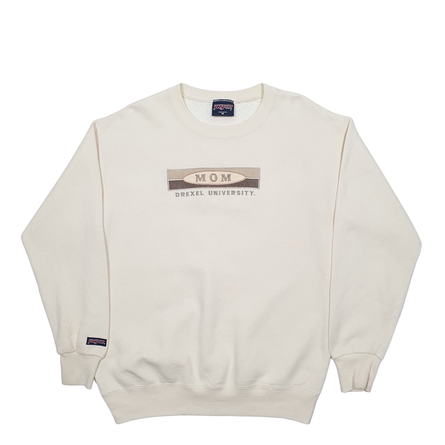 Mens Cream Jansport Mom Drexel University Spellout Crewneck Jumper