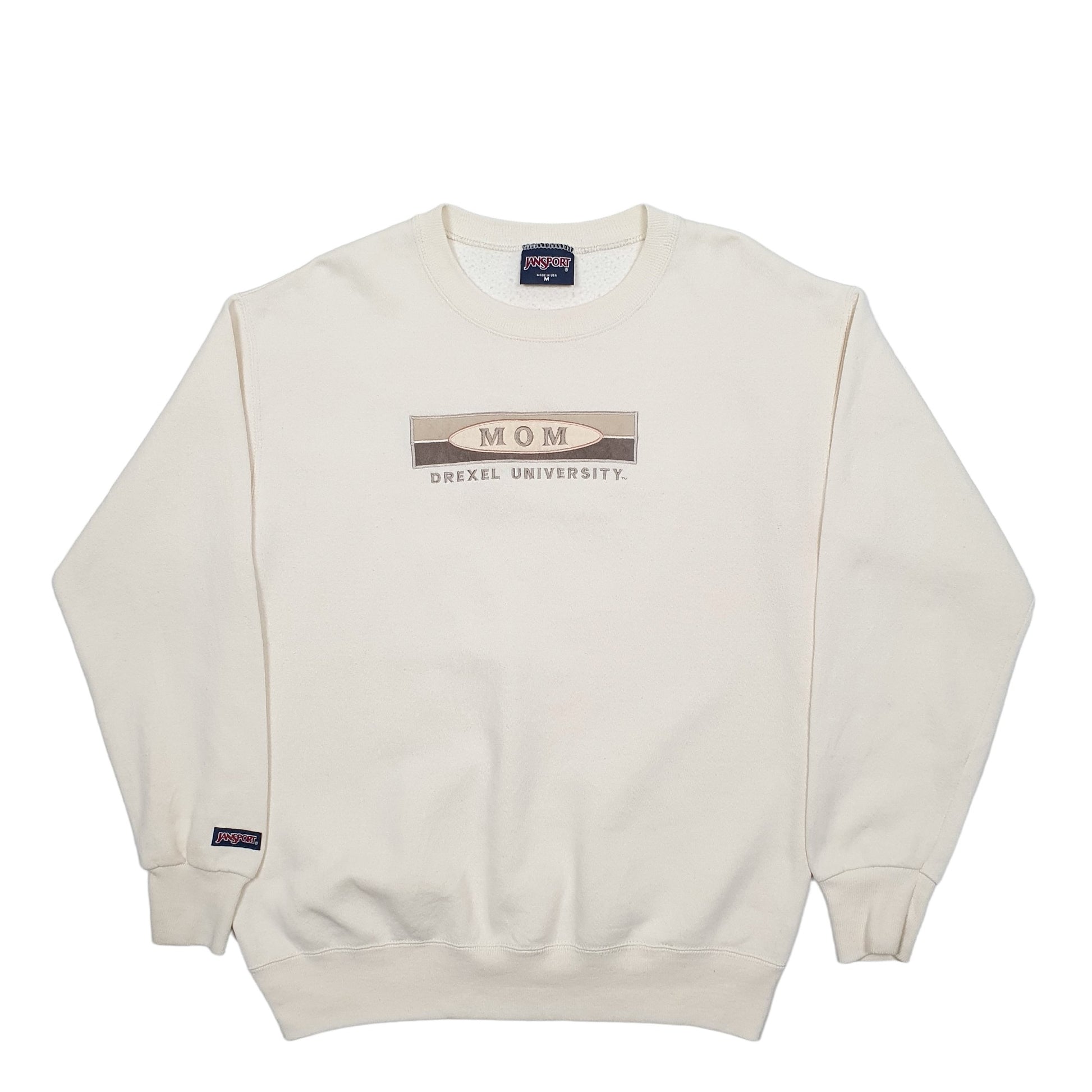 Mens Cream Jansport Mom Drexel University Spellout Crewneck Jumper