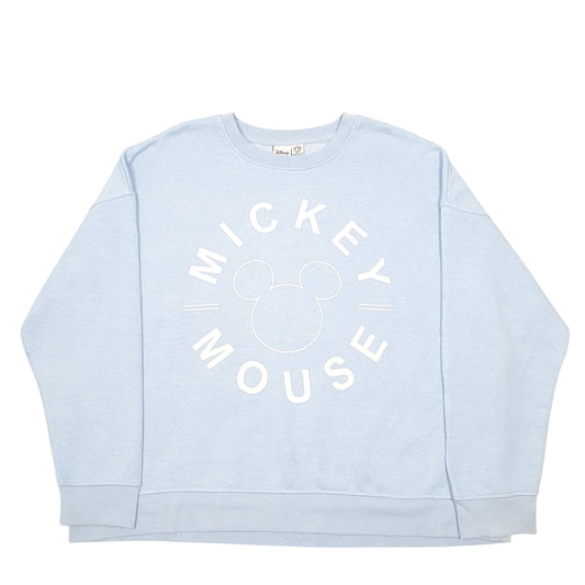 Womens Blue Disney Mickey Mouse Spellout Crewneck Jumper