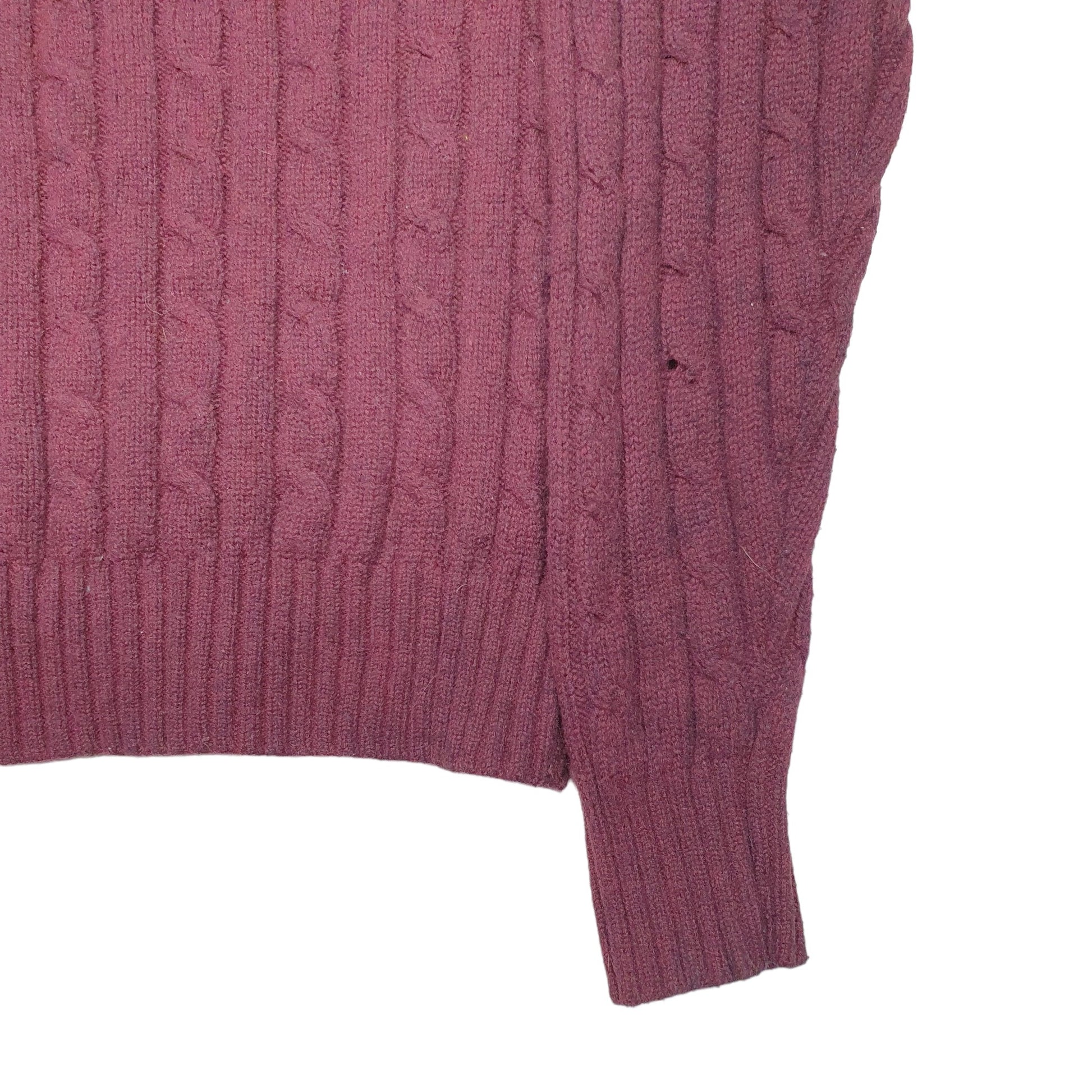Mens Burgundy L.L.Bean Knit Cable Crewneck Jumper