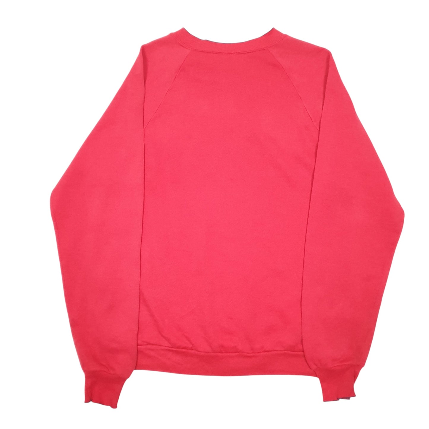 Mens Red Jerzees Vintage Made In USA Raglan Hearts Embroidery Crewneck Jumper