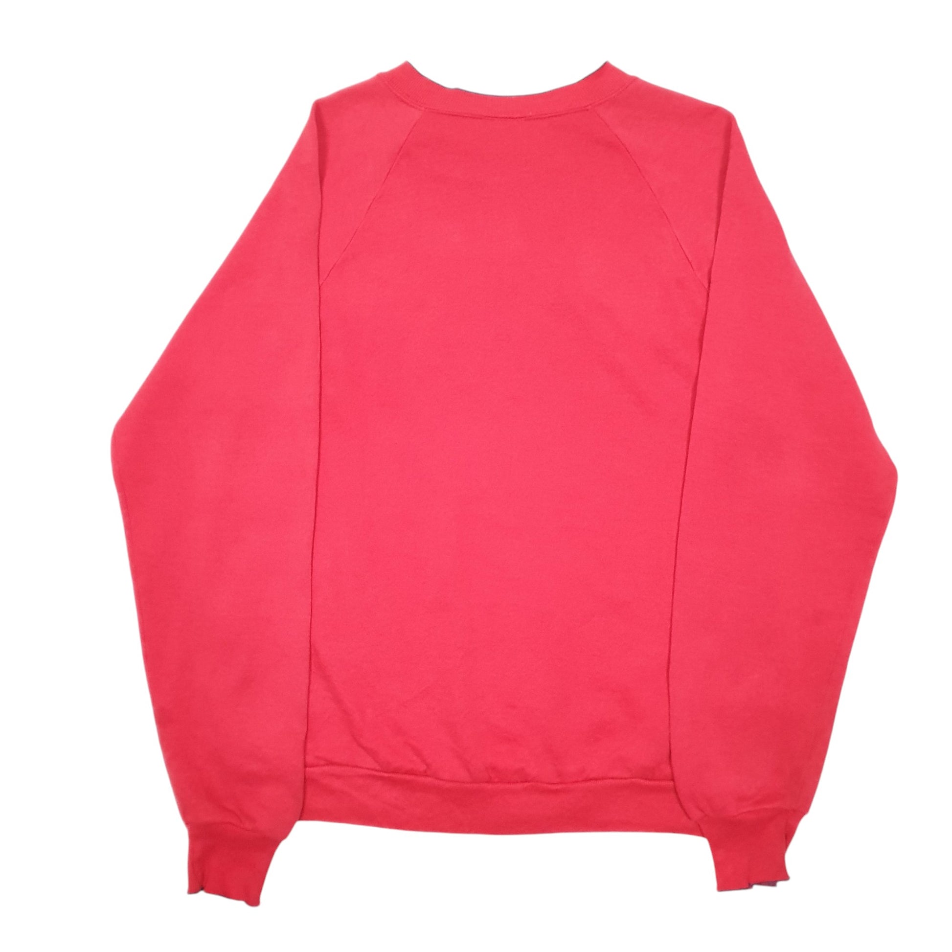 Mens Red Jerzees Vintage Made In USA Raglan Hearts Embroidery Crewneck Jumper