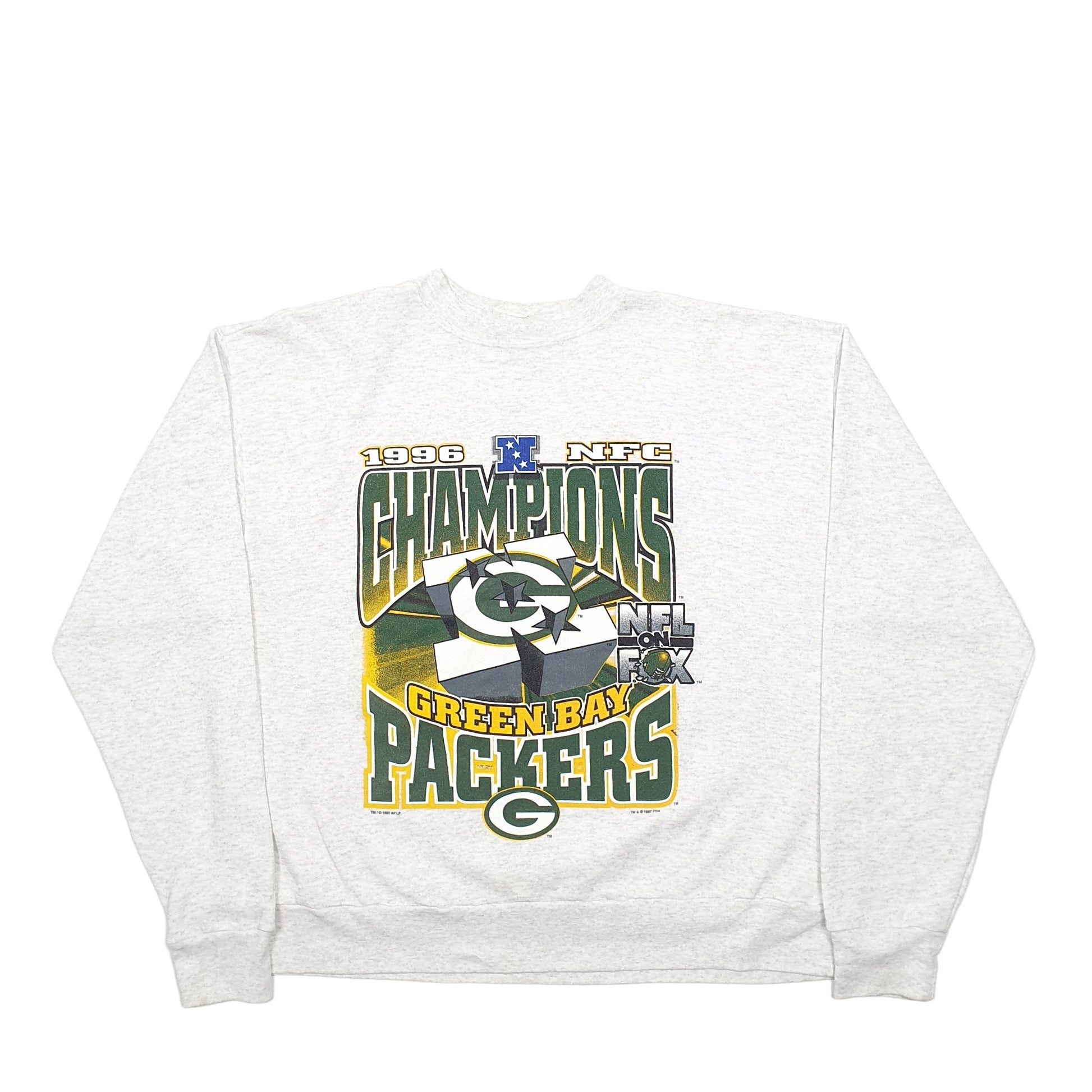 Mens Grey Riddell Green Bay Packers NFL Vintage 90's Crewneck Jumper