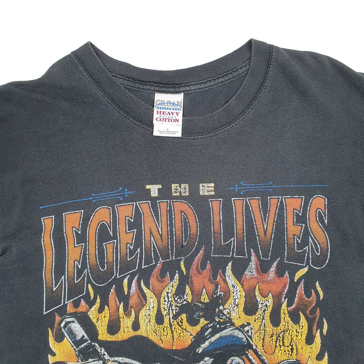 Mens Black Gildan Vintage Graphic Ride to Live Biker Sturgis Rally 2004 Short Sleeve T Shirt