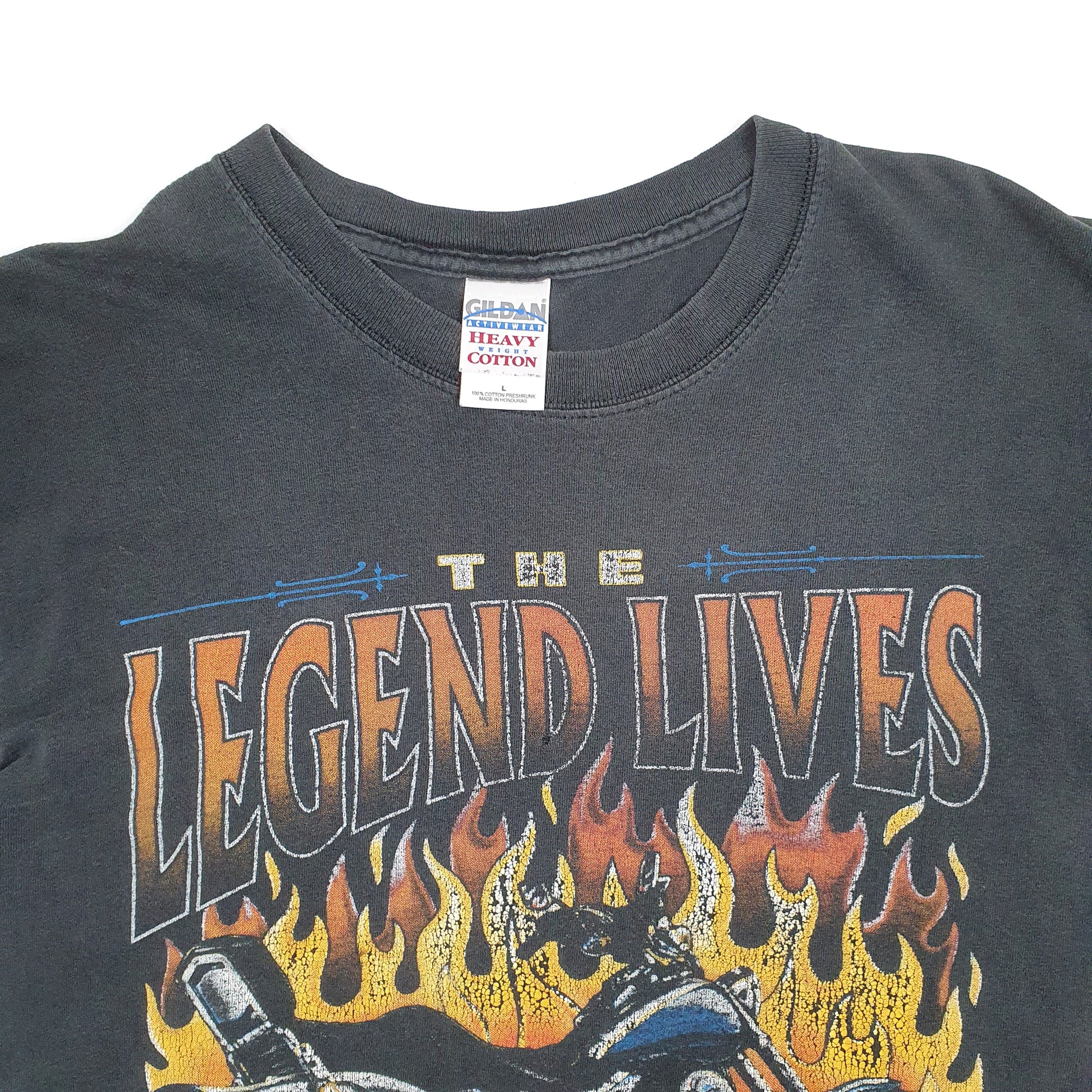 Mens Black Gildan Vintage Graphic Ride to Live Biker Sturgis Rally 2004 Short Sleeve T Shirt