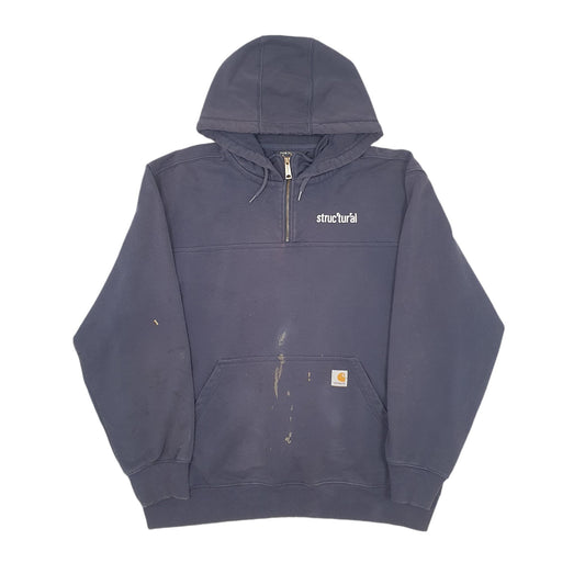 Mens Navy Carhartt Loose Fit Structural Surrey Power Station Fall Outage 2021 Quarter Zip Jumper