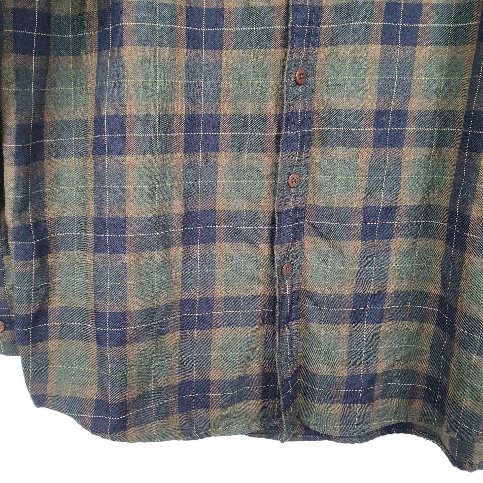 Mens Khaki L.L.Bean Tall Flannel Overshirt Long Sleeve Shirt
