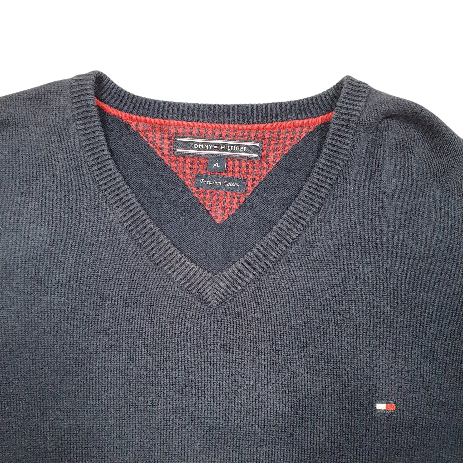 Mens Navy Tommy Hilfiger Knit V Neck Jumper