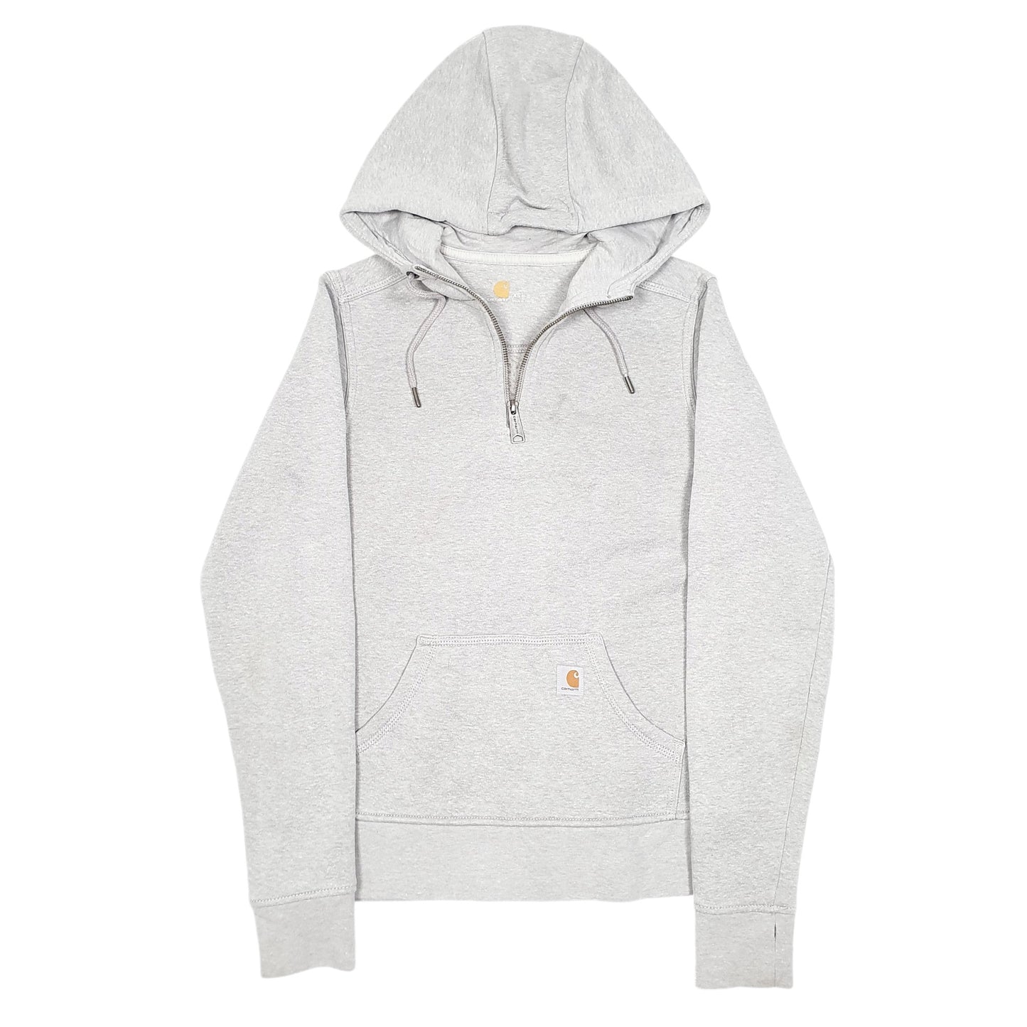 Womens Grey Carhartt Workwear Hoodie Quarter Zip Jumper