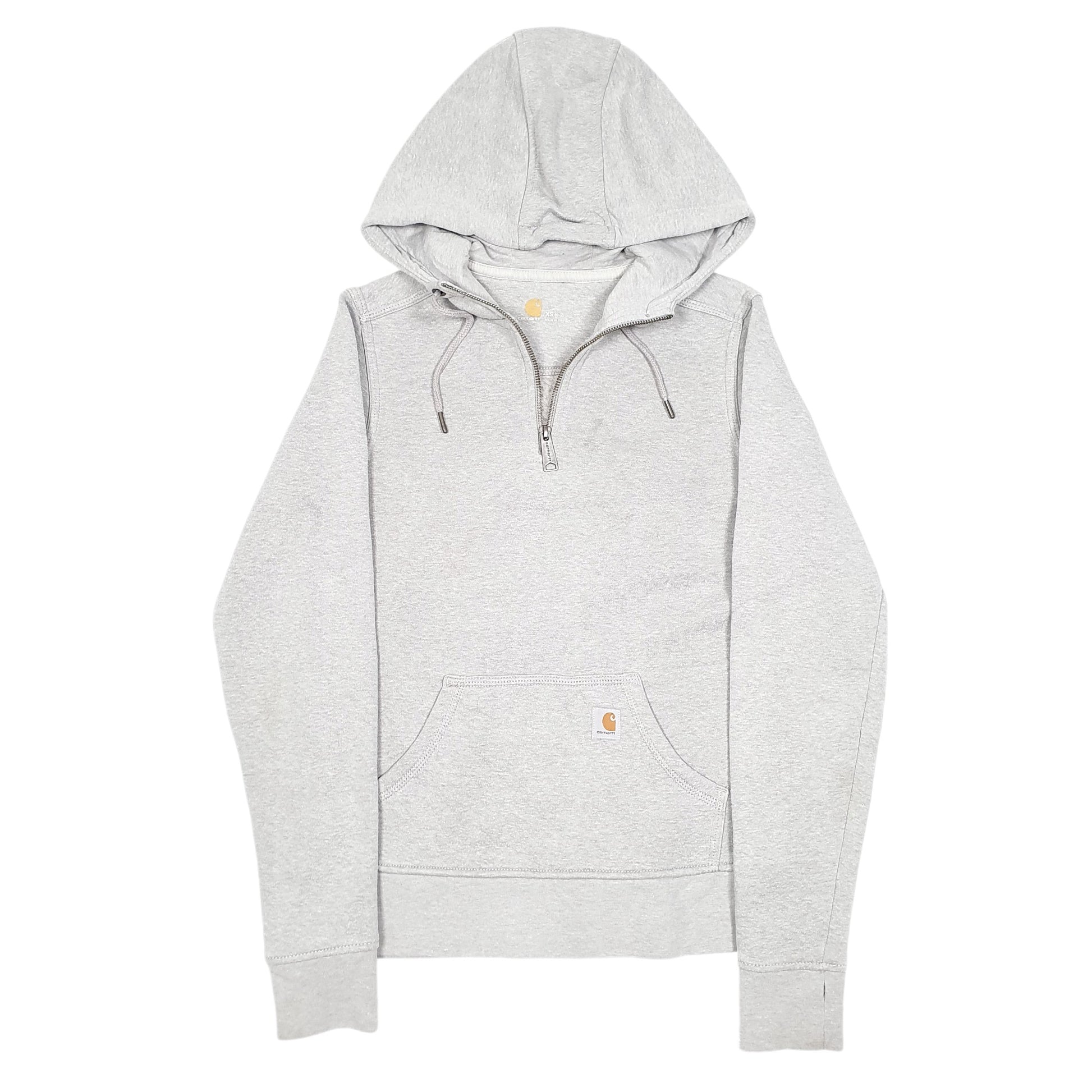 Womens Grey Carhartt Workwear Hoodie Quarter Zip Jumper