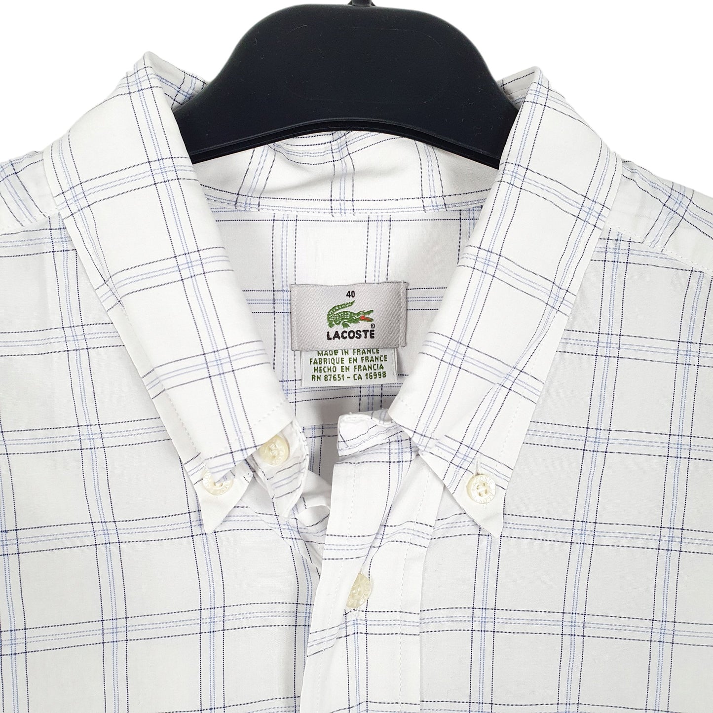 Mens White Lacoste Vintage Made In France Long Sleeve Shirt